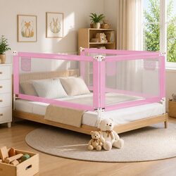 Pink Toddler Bed Rail 200x25 cm for Safe Sleep