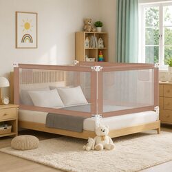 Adjustable Toddler Bed Rail for Safe Sleeping 180x25cm Taupe