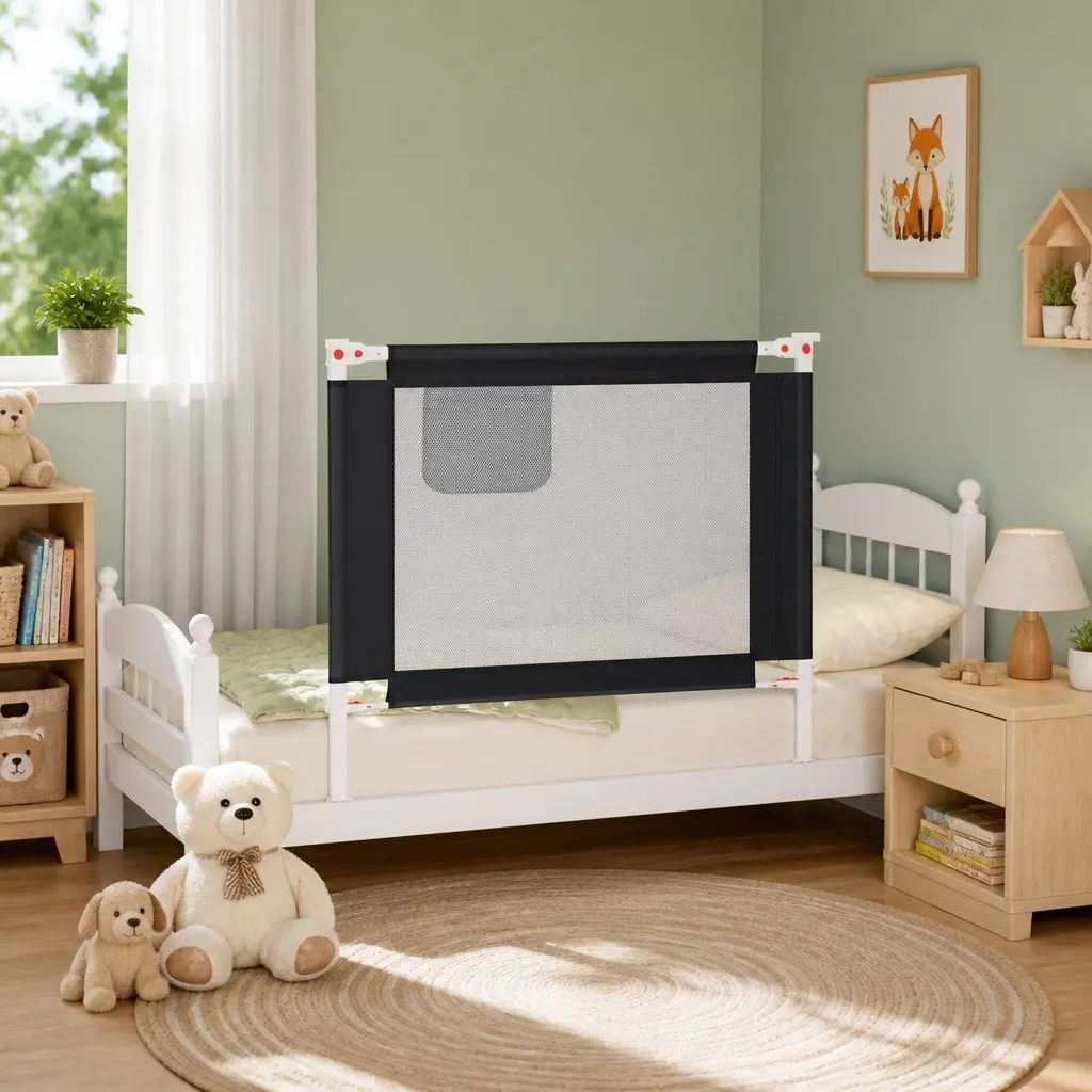 Adjustable Grey Toddler Bed Rail for Safety and Support
