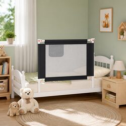 Adjustable Grey Toddler Bed Rail for Safety and Support