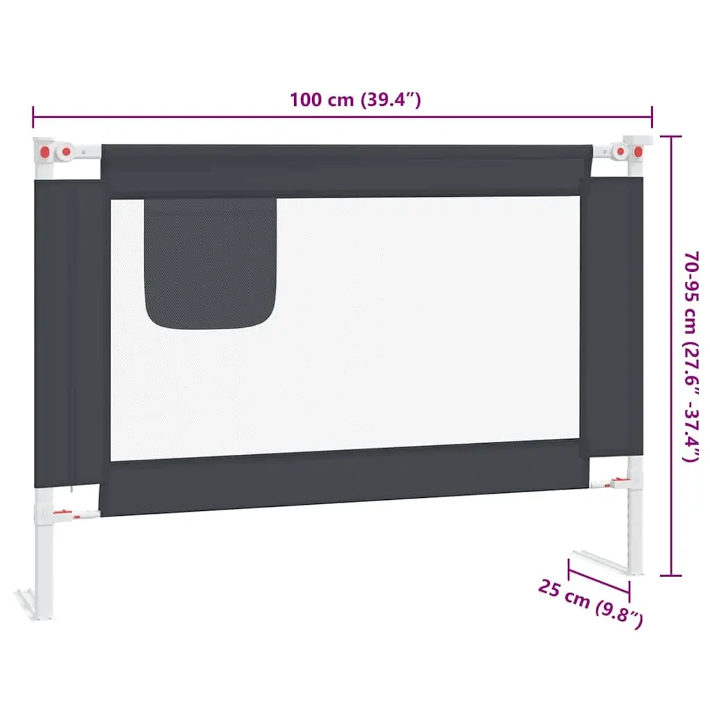 Bed Guard Polyester 100x25cm Grey