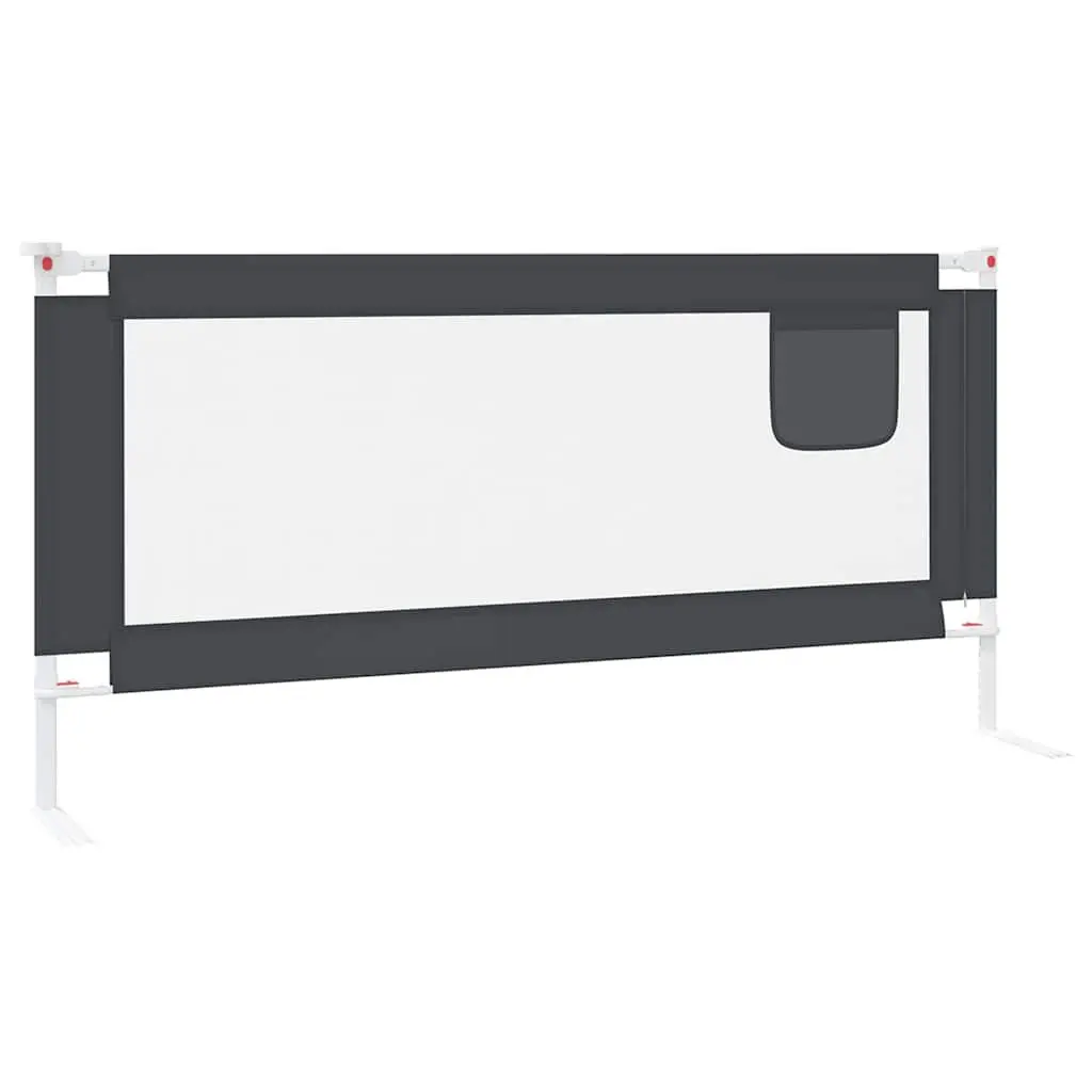 Toddler Bed Guard Fabric Dark Grey 190x25 cm Adjustable Height Safety Rail