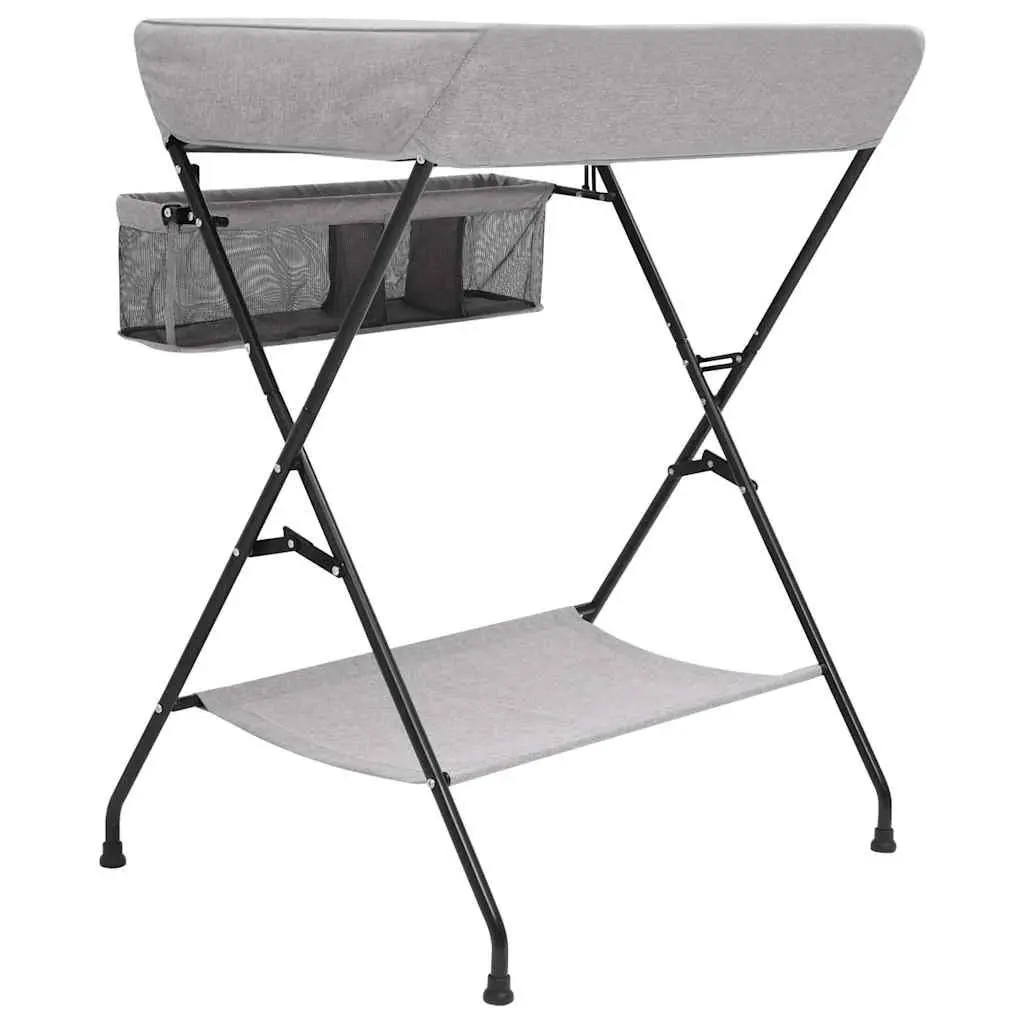 Light Grey Changing Table with Storage Compartments