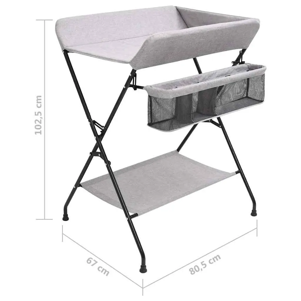 Light Grey Changing Table with Storage Compartments