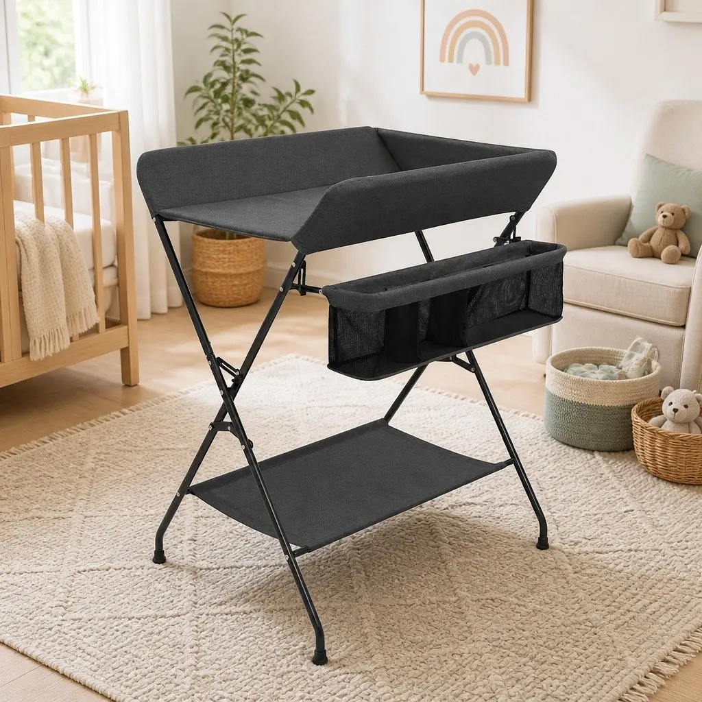 Anthracite Changing Table with Storage Compartments