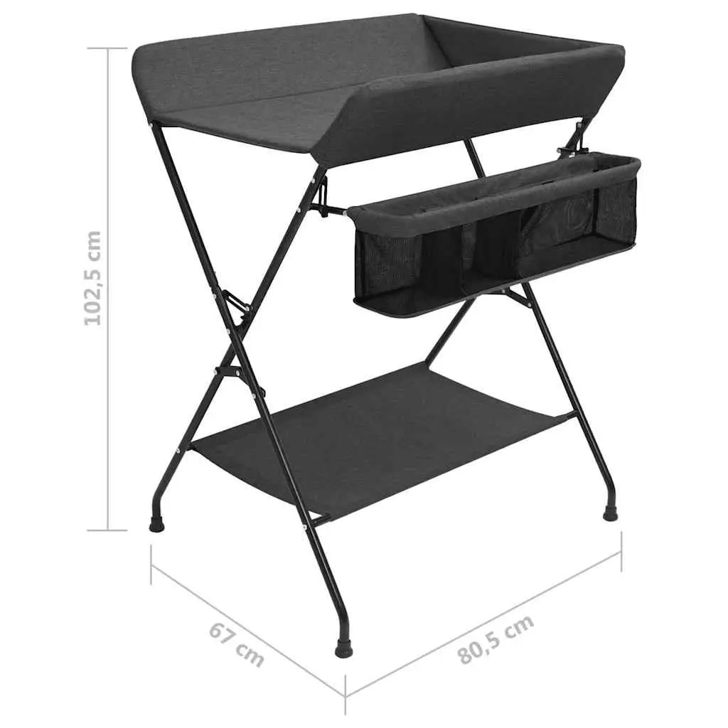 Anthracite Changing Table with Storage Compartments