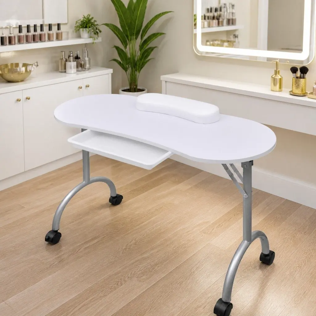 Folding Manicure Nail Table with Cushion