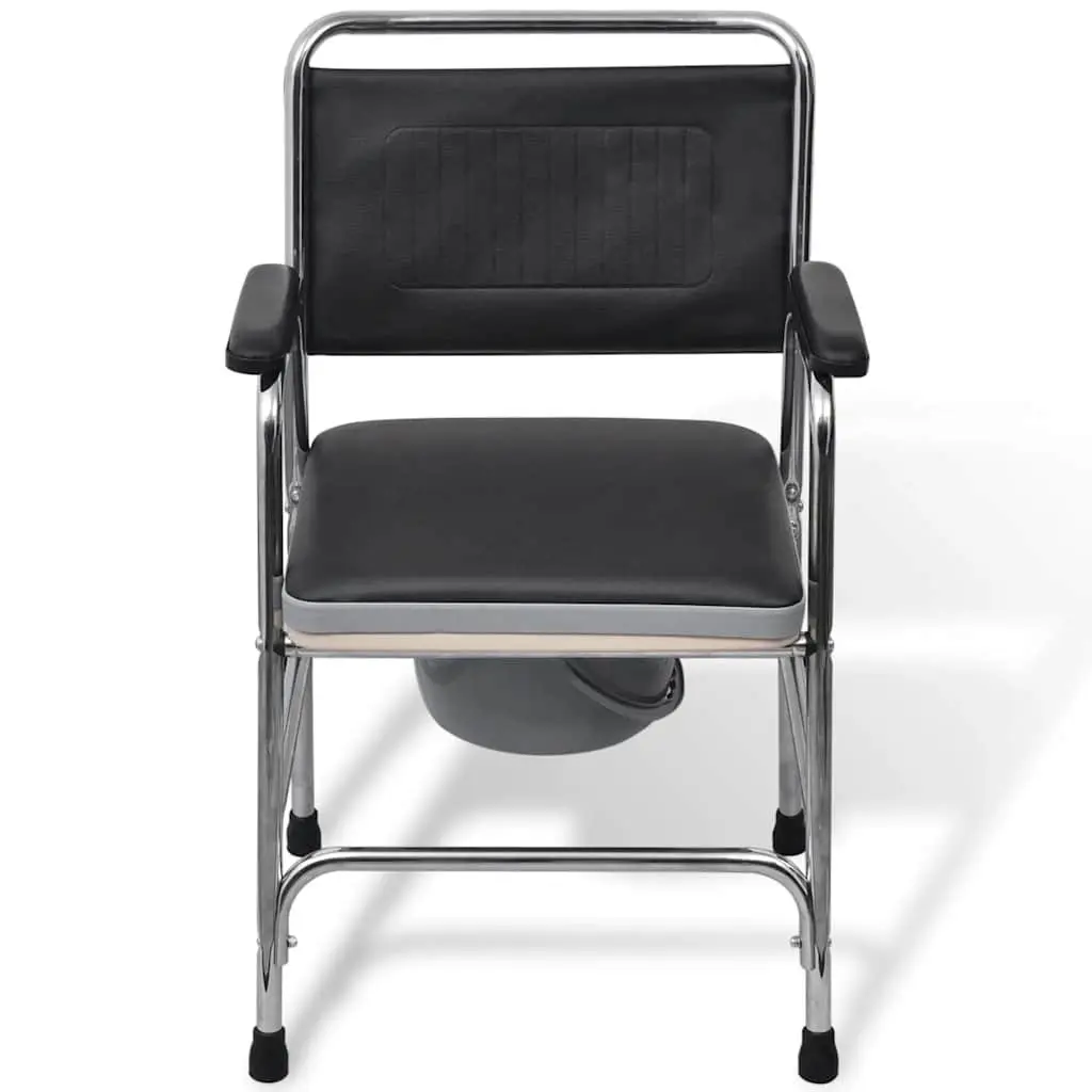 Steel Black Commode Chair with Armrests for Elderly