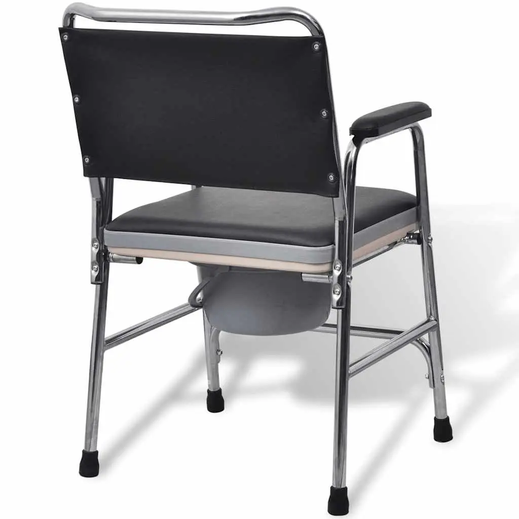 Steel Black Commode Chair with Armrests for Elderly