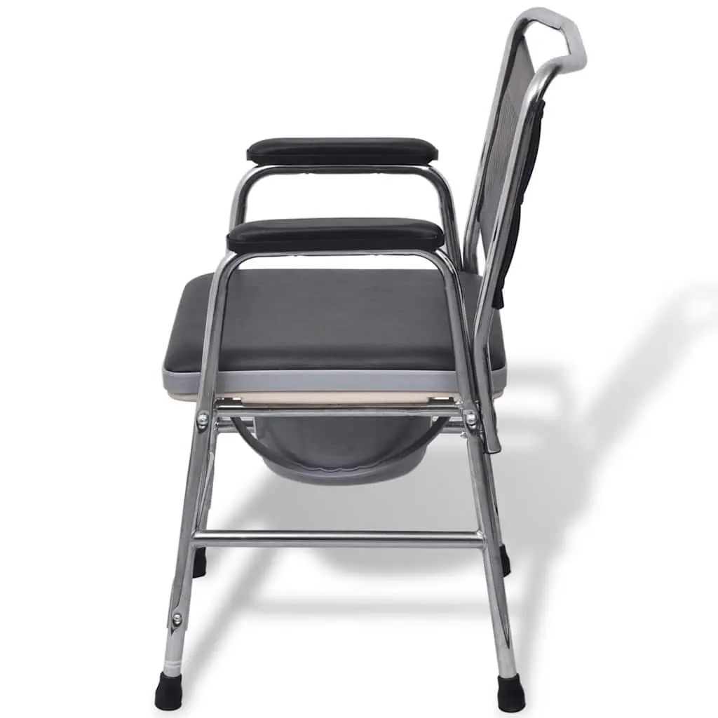 Steel Black Commode Chair with Armrests for Elderly