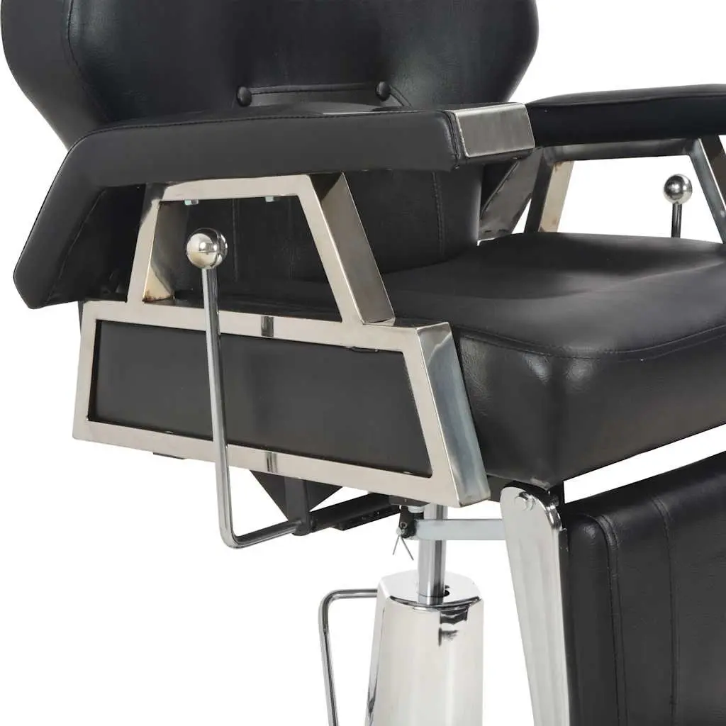 Barber Chair Black Salon Seating 360° Rotatable Adjustable Headrest Footrest
