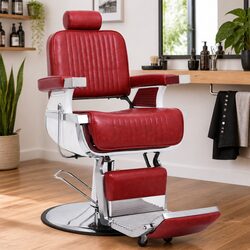 Red Barber Chair with 360° Rotatable Design