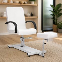 Premium White Massage Chair with Footrest for Professionals