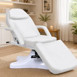 White Adjustable Height Massage Table for Salons 180x62cm