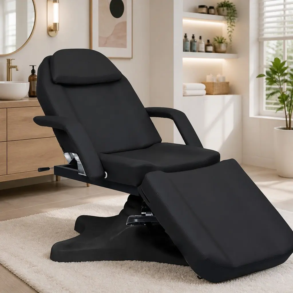 Adjustable Black Massage Table for Beauty Treatments
