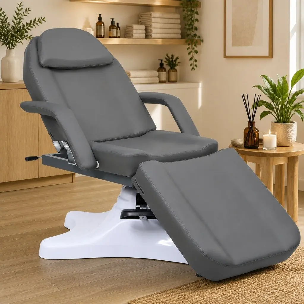 Adjustable Massage Table with Rotating Backrest and Footrest