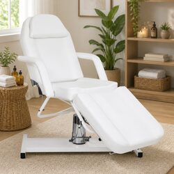 Adjustable White Massage Table for Beauty Salons