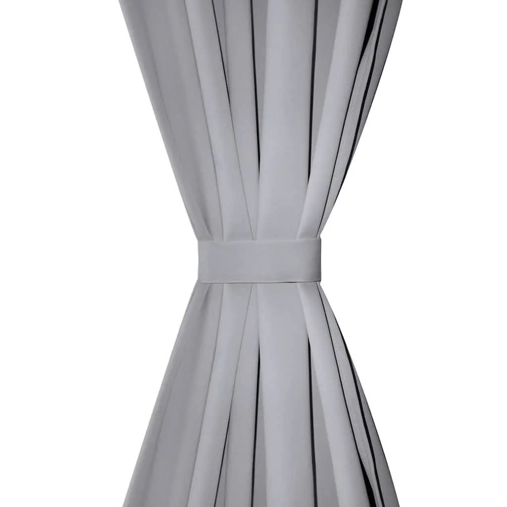 Blackout Curtains Polyester Satin 135x245cm Grey Slot-Headed