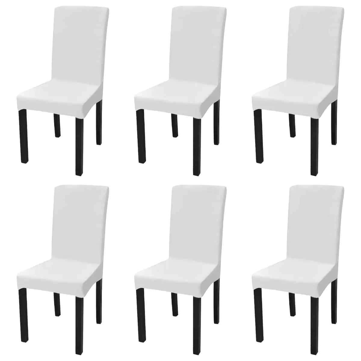 Slipcovers Stretchable Fabric Blend White Straight Chair Covers Set of 6