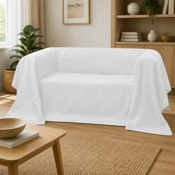 Quality Suede Couch Slipcover in Cream 210 x 280 cm