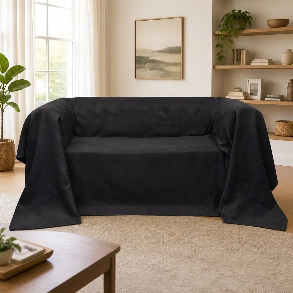 Suede Couch Slipcover in Anthracite