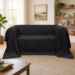 High-Quality Suede Couch Slipcover in Anthracite