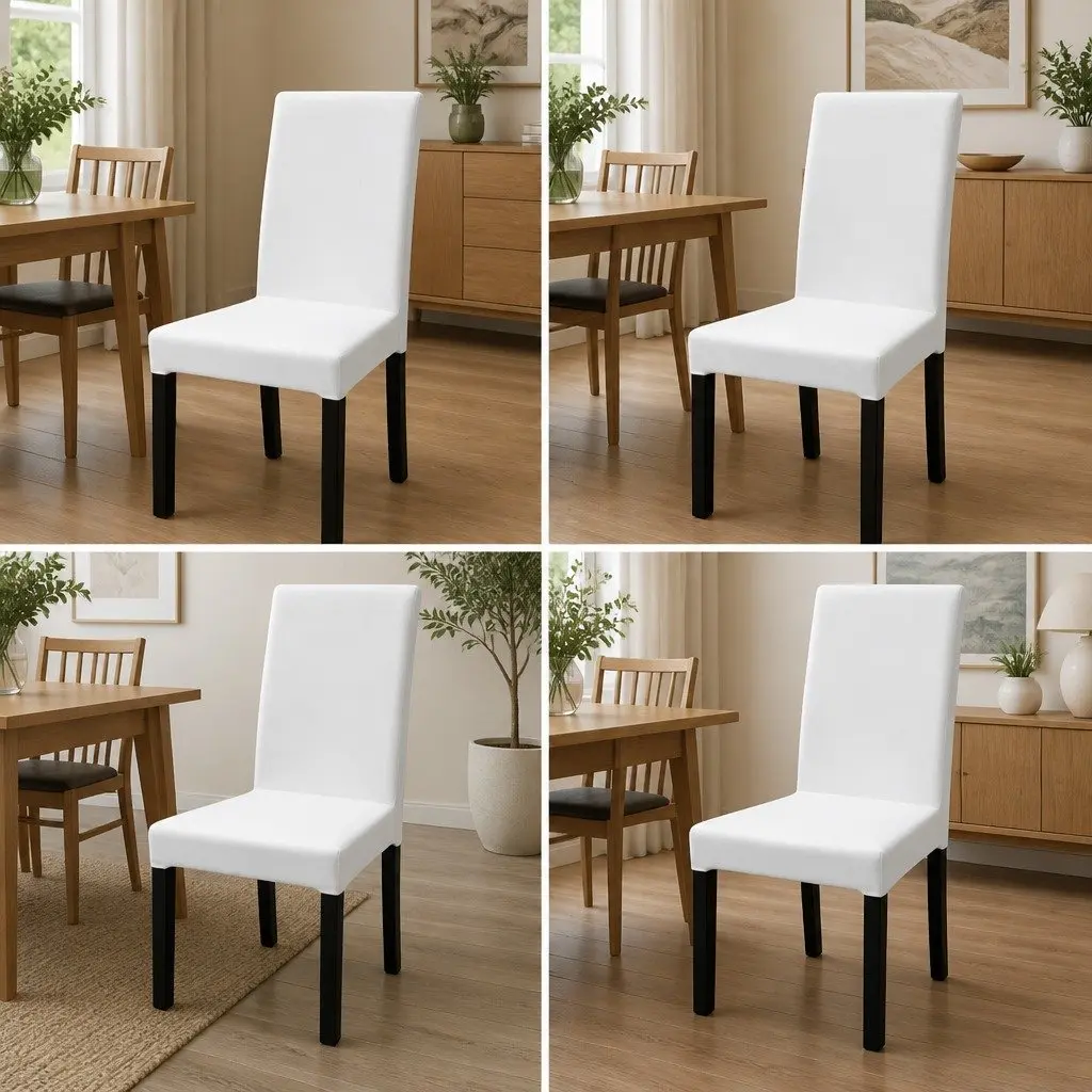 Slipcover Fabric Stretch Chair Cover White 4 Piece Set