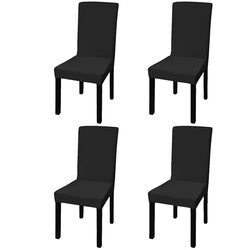 Durable Wrinkle-Resistant Chair Covers in Black - 4 pcs