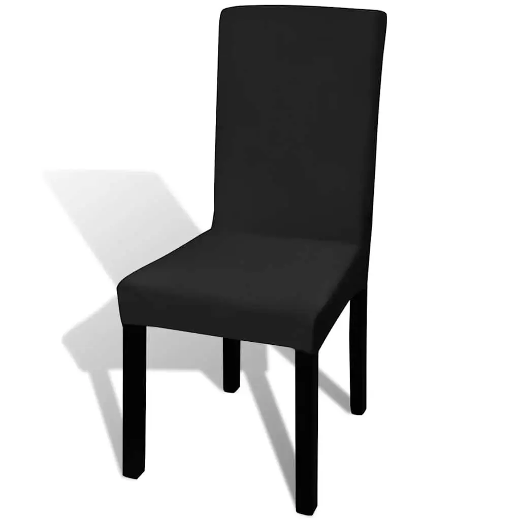 Straight Stretchable Chair Cover 4 pcs Black Soft Wrinkle Resistant Seat