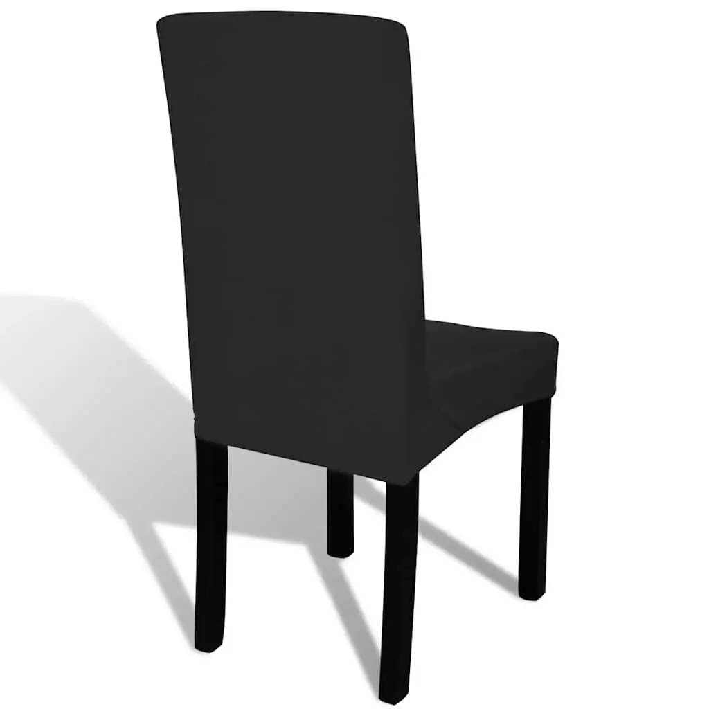 Straight Stretchable Chair Cover 4 pcs Black Soft Wrinkle Resistant Seat