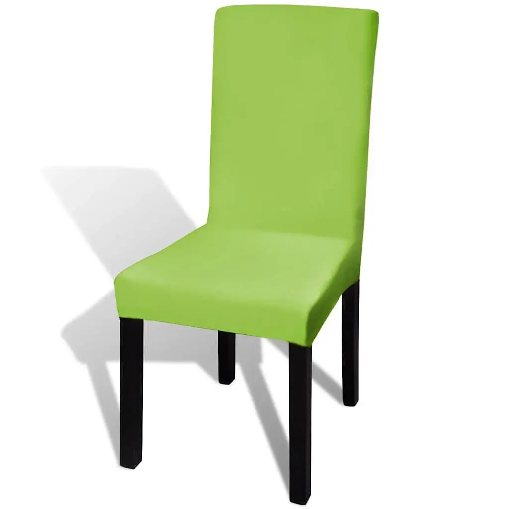 Straight Stretchable Chair Cover 6 Pieces Green Soft Wrinkle Resistant Fabric