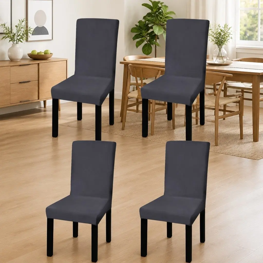 Stretchable Chair Covers Set of 4 Anthracite