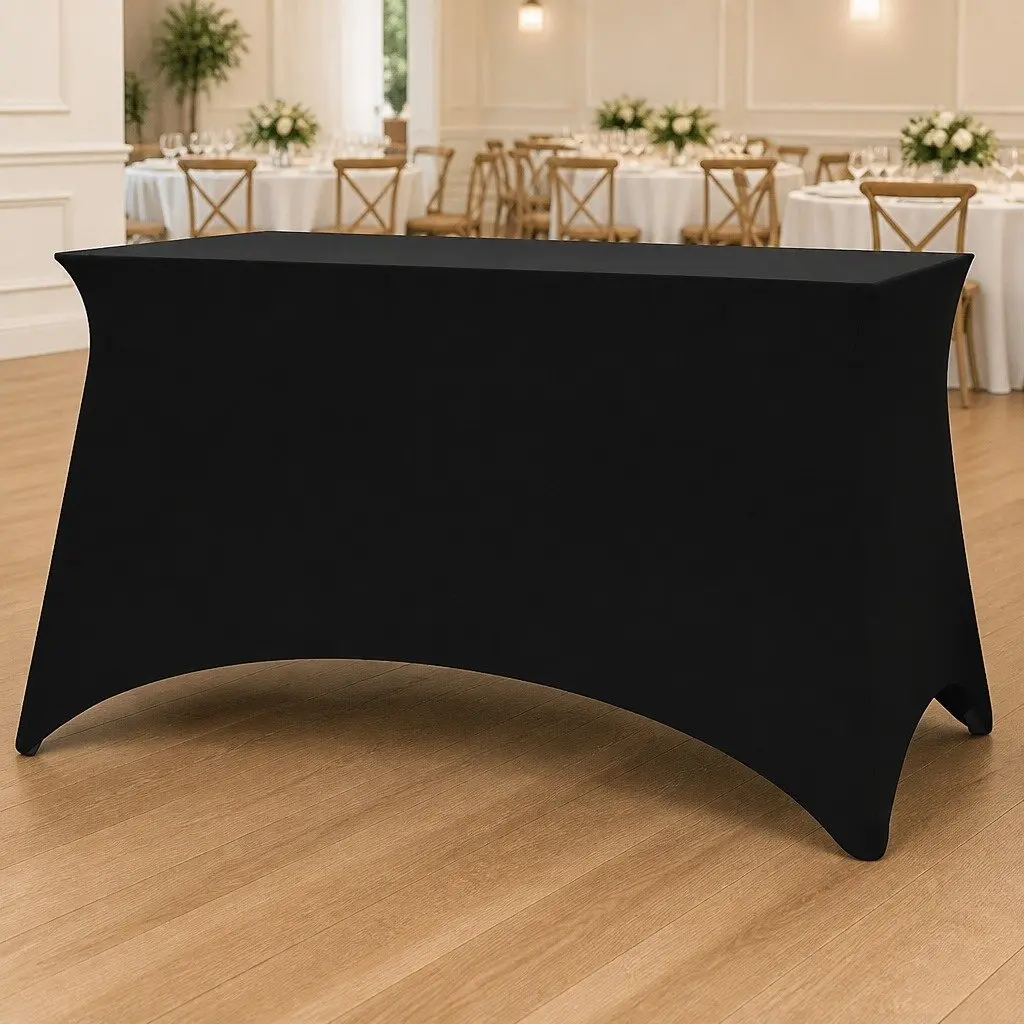 Stretch Table Slipcovers 2 Pieces Rectangular Tables 120x60.5x74cm Black Protect