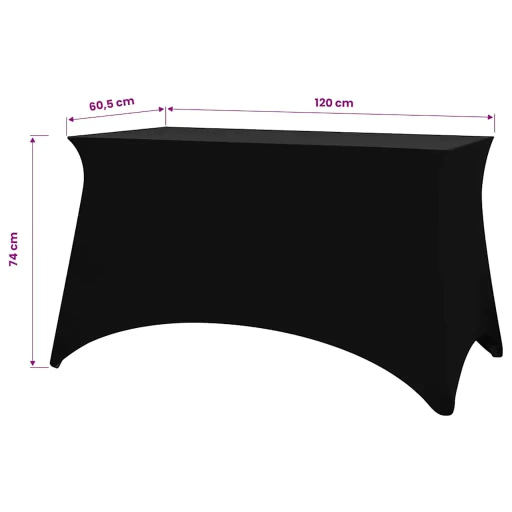 Stretch Table Slipcovers 2 Pieces Rectangular Tables 120x60.5x74cm Black Protect