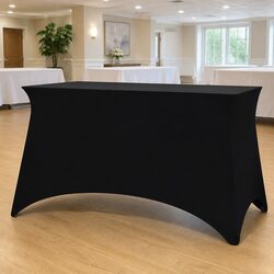 Stretch Table Slipcovers 2 Pieces Rectangular 183x76x74cm Wedding Banquet Black