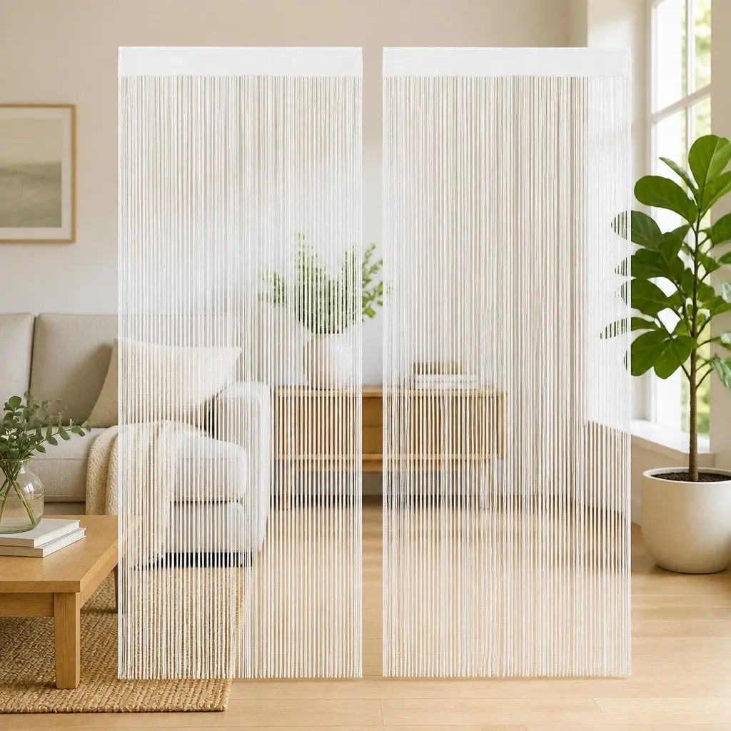 String Curtains 2 Pack 100x250 cm White Panels