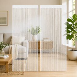 String Curtains 2 Pack 100x250 cm White Window Room Divider Door Curtain Panel