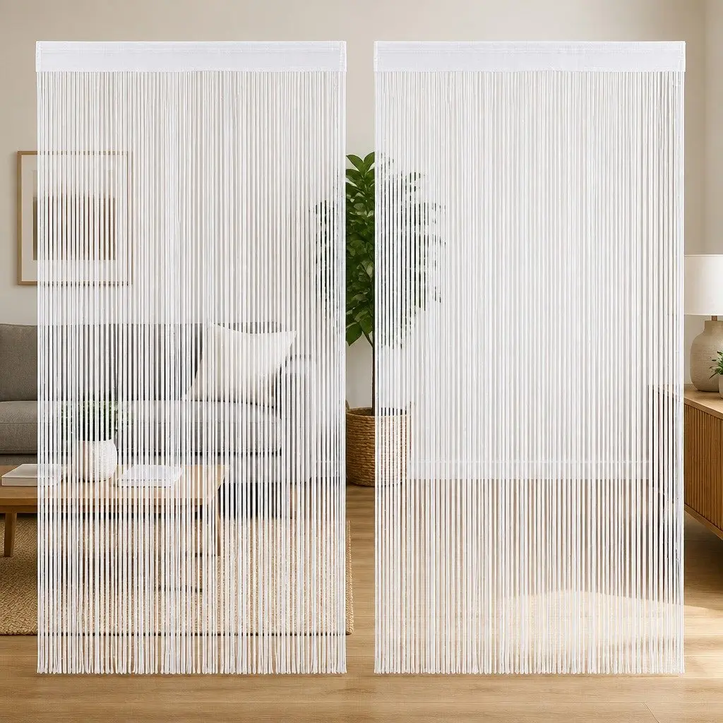 String Curtains 2 Panels 140x250 cm White Decor