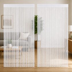 String Curtains 2 Panels 140x250 cm White Door Window Room Divider Decor
