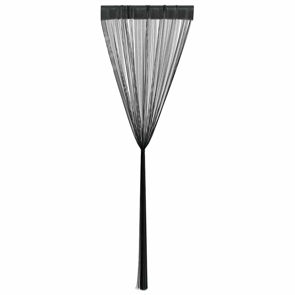 Black String Curtains 2 pcs 140x250 cm