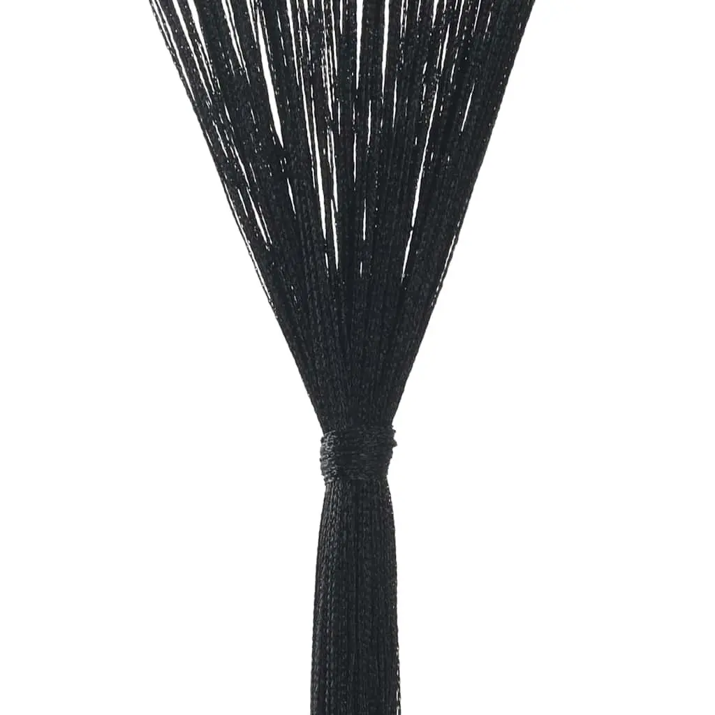 Black String Curtains 2 pcs 140x250 cm