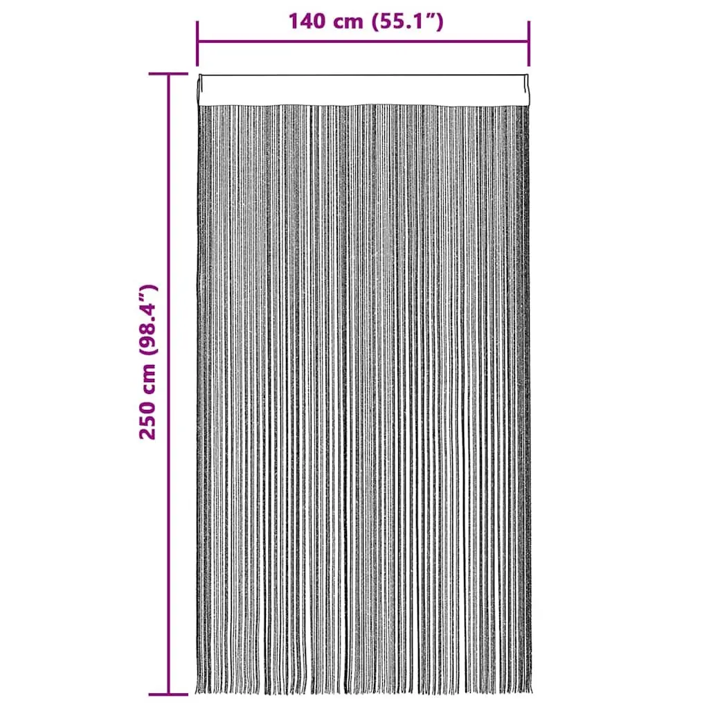 Black String Curtains 2 pcs 140x250 cm