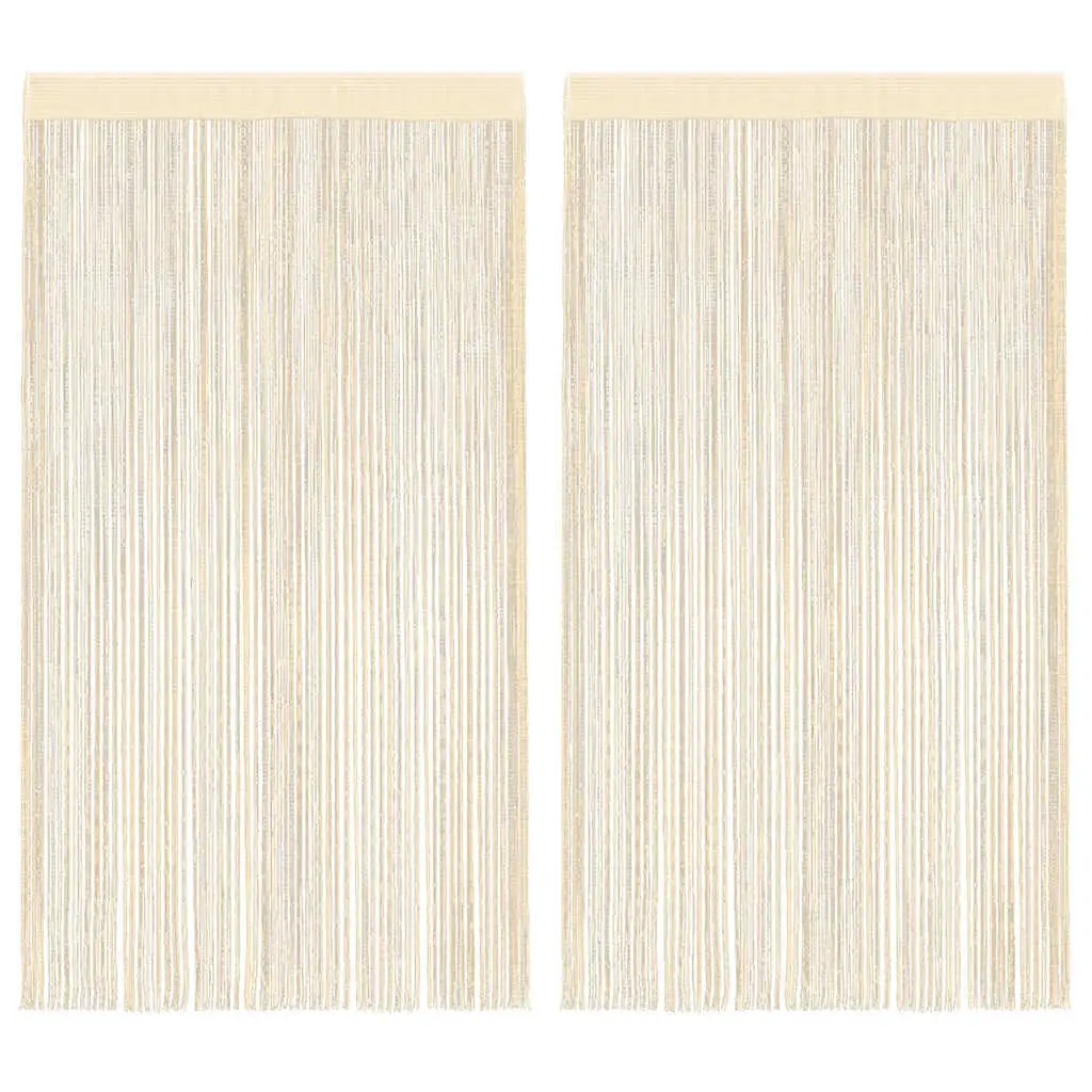 Cream String Curtains 2 pcs 140x250 cm Room Divider Decor