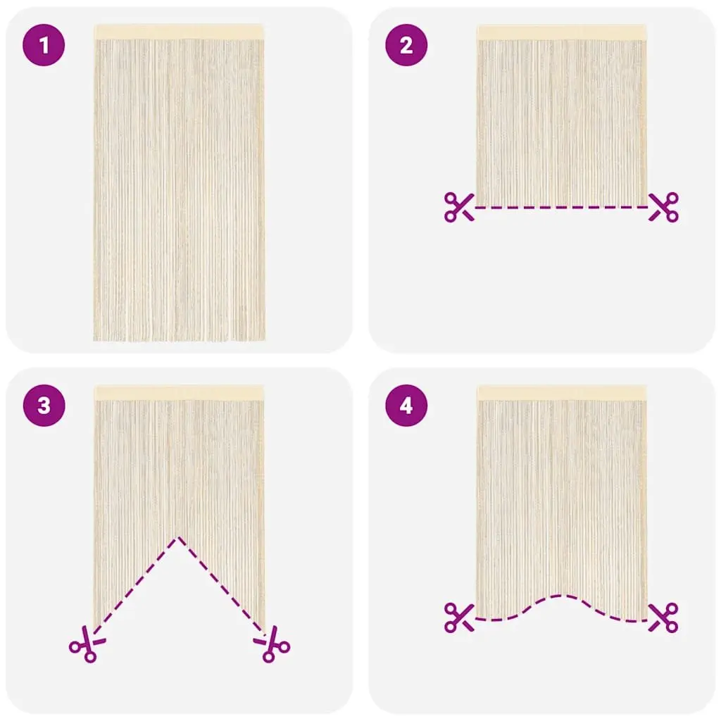 Cream String Curtains 2 pcs 140x250 cm Room Divider Decor