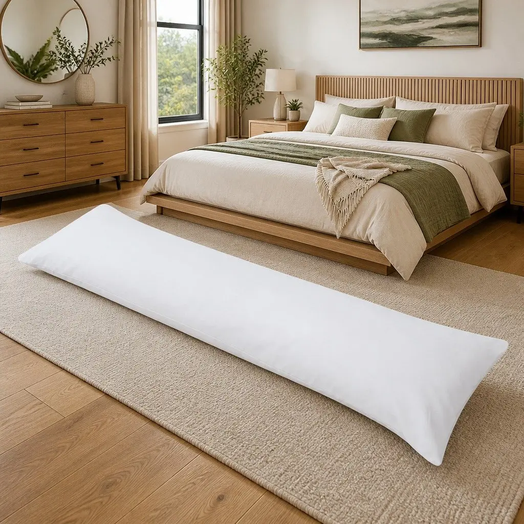 Body Pillow Microfibre 40x145 cm Grey Long Sleep Support Comfort Pillow