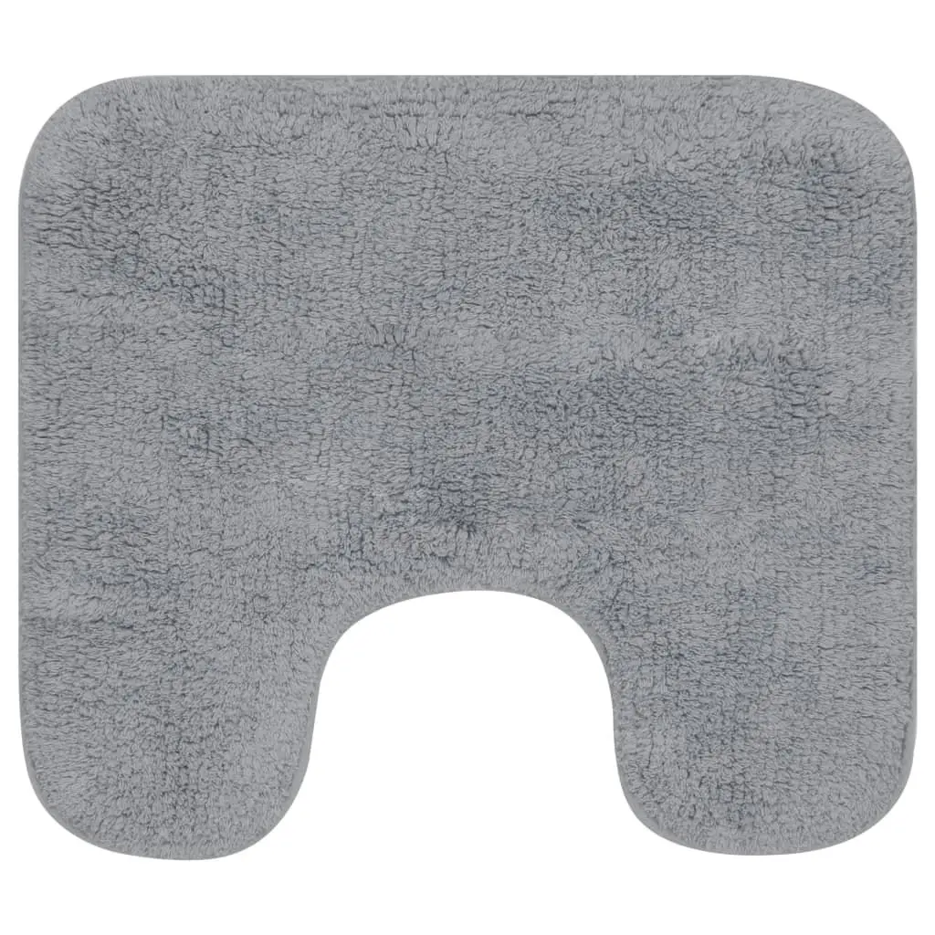Bathroom Mat Set Cotton 2 Pieces Grey Non-Slip Water Absorbent Floor Rug