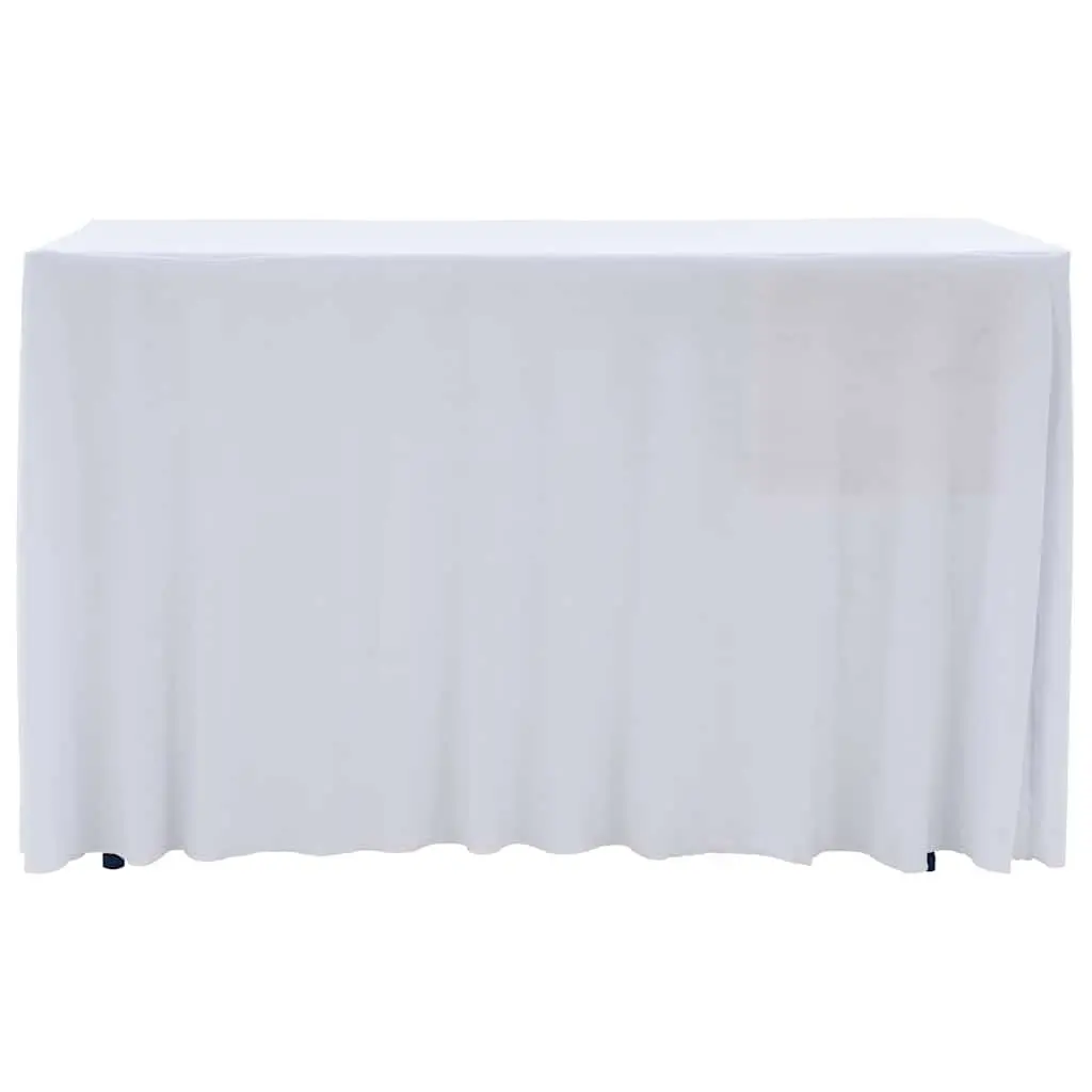 Stretch Table Cover with Skirt Spandex 183x76x74 cm White 2 Pack