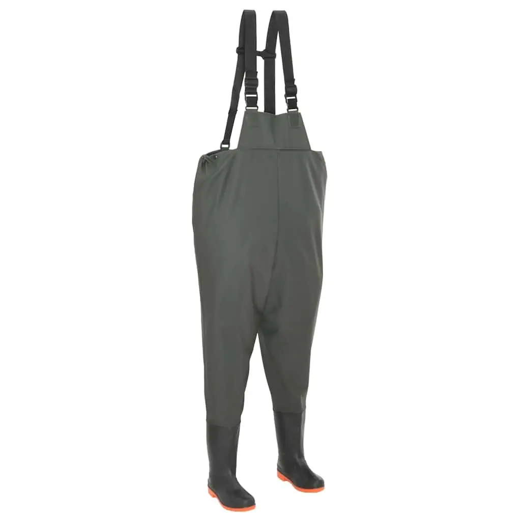 Green Chest Wading Pants with Attached Boots Size 38