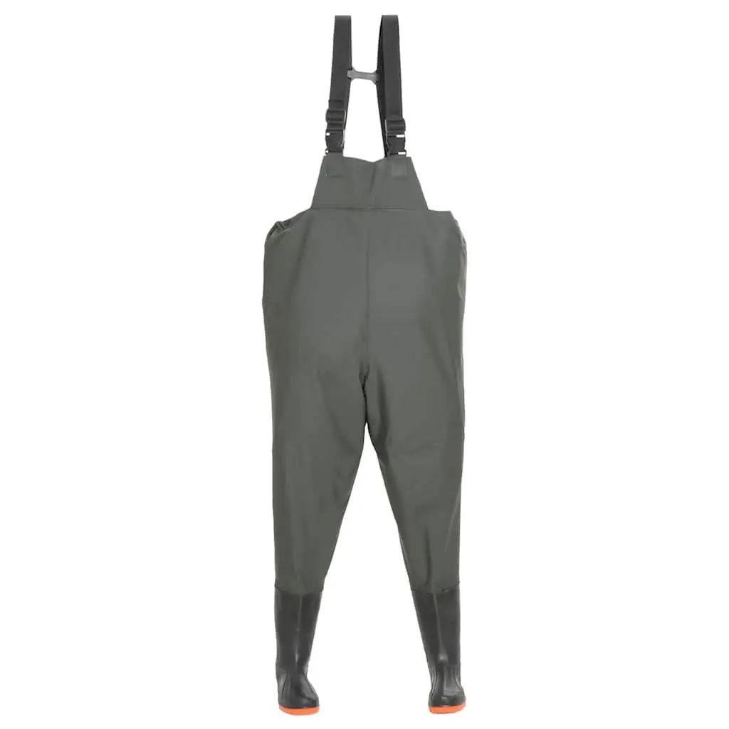 Green Chest Wading Pants with Attached Boots Size 38