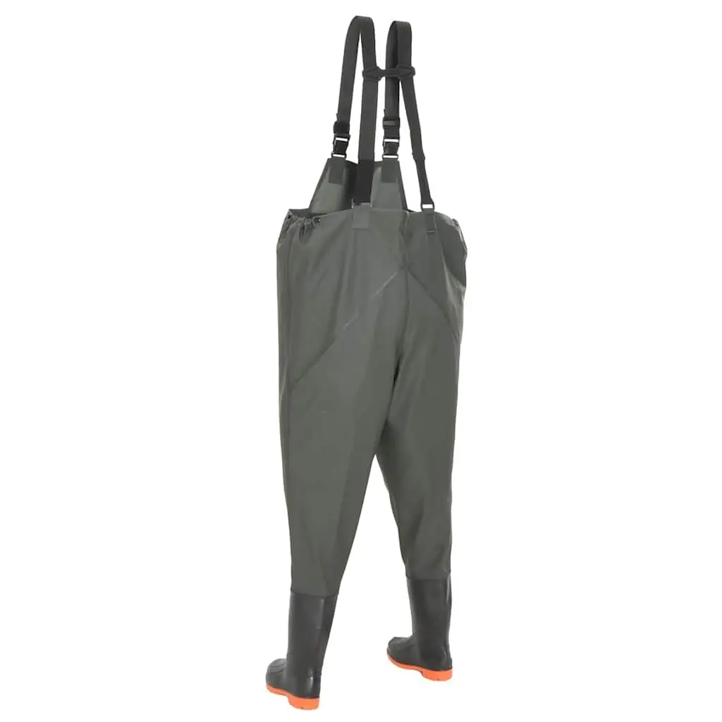 Green Chest Wading Pants with Attached Boots Size 38